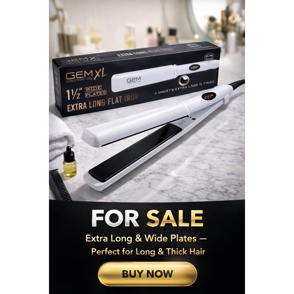 GEM XL 5" Long plates Extra-Long Flat Iron  1.5" Wide Plates‎ for Faster Styling